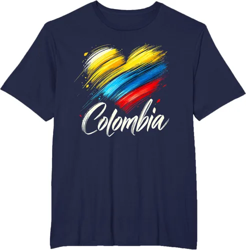 Vista 17 de Camiseta de orgullo colombiano con corazón de la bandera de Colombia