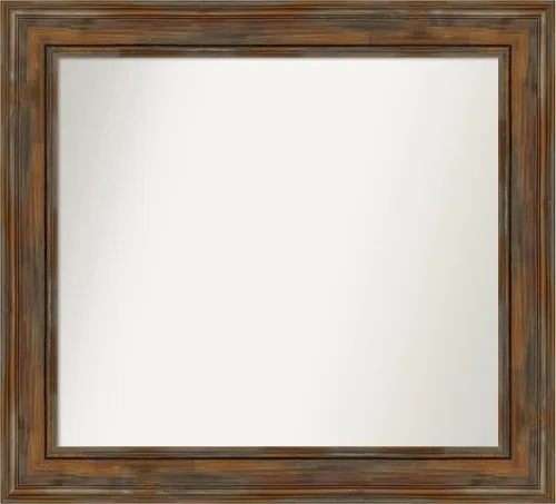 Vista 246 de Amanti Art Espejo de baño marrón para sobre fregadero, 26 x 26 pulgadas, espejo de tocador cuadrado marrón rústico Alexandria, marco de madera