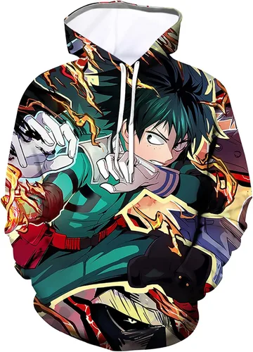 Vista 3 de Sudadera con capucha Katsuki con cordón 3D para jóvenes con capucha Izuku Midoriya para cosplay