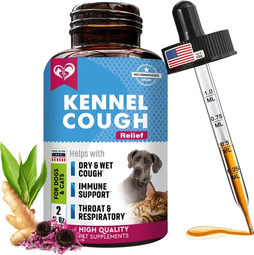 Vista 4 de Tratamiento para la tos de perrera y medicina natural para infecciones para perros y gatos - Alivio respiratorio y para la tos fría - Colapso