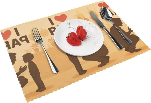 Vista 11 de Rectangular Placemats Set of 4, Heat Resistant Black Eagle Printed Kitchen Dining Table Mats