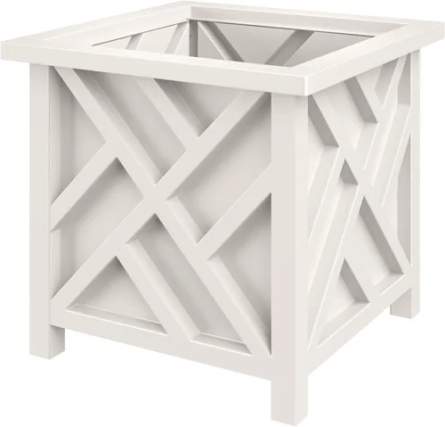 Vista 10 de Pure Garden Maceta con diseño de celosía, 15.5 pulgadas de profundidad x 15.5 pulgadas de ancho x 16.5 pulgadas de alto, maceta cuadrada decorativa