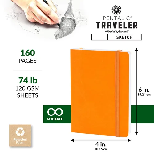 Vista 3 de Cuaderno de bocetos Travelers Dot Grid Pentalic Art, libre de ácidos