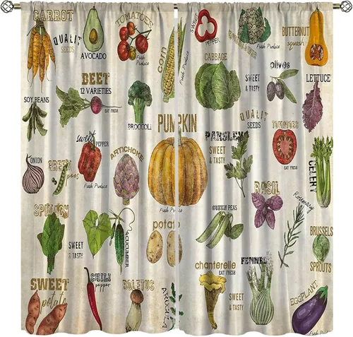 Vista 14 de Cortinas de cocina de chef, cortinas de cocina con tema de cocinero gordo para dormitorio, sala de estar, juego de 2 paneles de cortina de cocina a