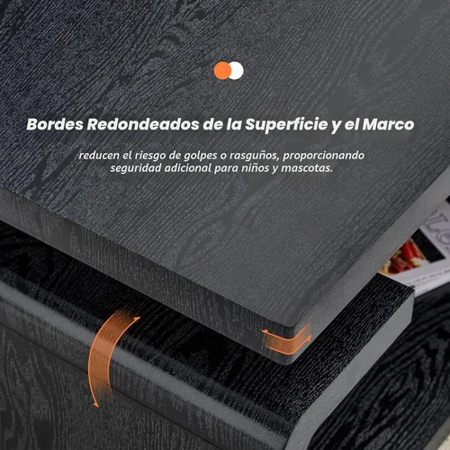 Vista 5 de Mesa auxiliar de 43.3 pulgadas, mesa central moderna de 3 niveles con almacenamiento, mesa de centro grande de madera para sala de estar, oficina