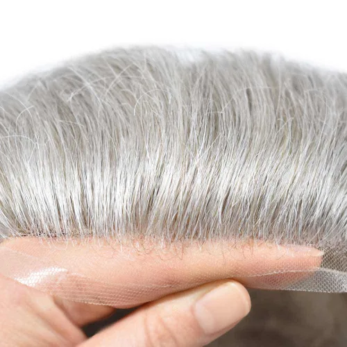 Vista 71 de Mens Toupee Natural Hairline Swiss Lace Toupee Remy Human Hair Piece For Men Bleached Knots Mens Hair Replacement System Toupee 6X8#1 Jet Black 100%