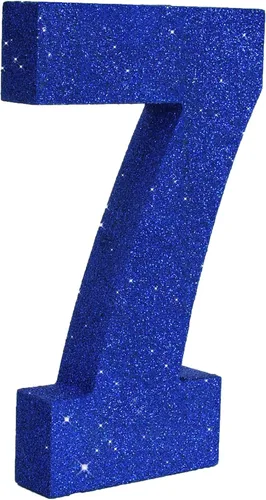 Vista 9 de TONIFUL Centro de mesa de madera número 0 con purpurina azul de 7.8 pulgadas, decoración de fiesta de cumpleaños azul, dígito 0 para cumpleaños