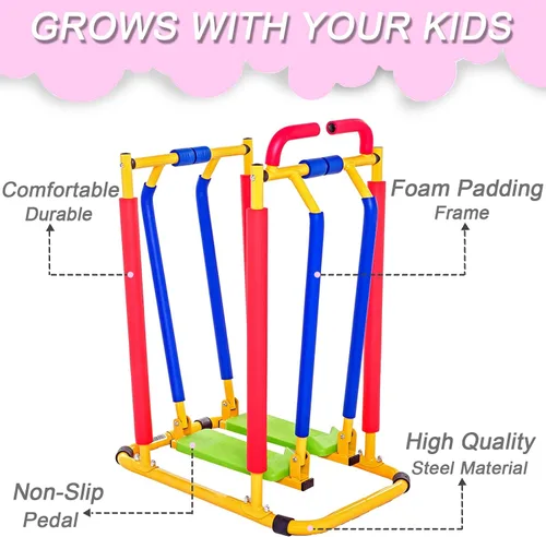 Vista 4 de Caminadora para niños para ejercicio de fitness, juguete de ejercicio divertido ajustable para niños, equipo de fitness para interiores