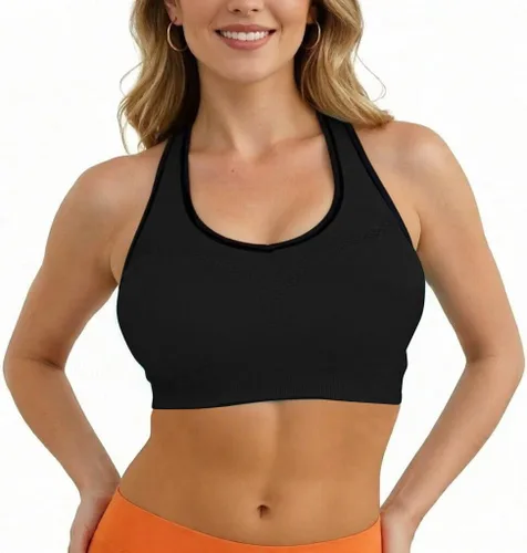 Vista 4 de Match - Brasier deportivo para mujer, sin varillas, sin costuras, con relleno, espalda cruzada, brasier de yoga para entrenamiento, gimnasio, ropa