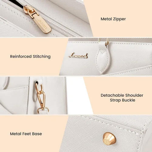 Vista 6 de LOVEVOOK Bolsos para mujer, bolsos tipo cartera con asa superior, bolso de mano de cuero negro con cremallera, bolso cruzado con asa superior