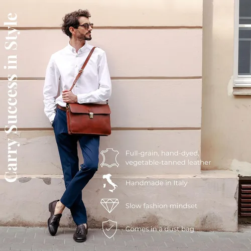 Vista 2 de Maletín de cuero para hombre y mujer, resistencia al tiempo