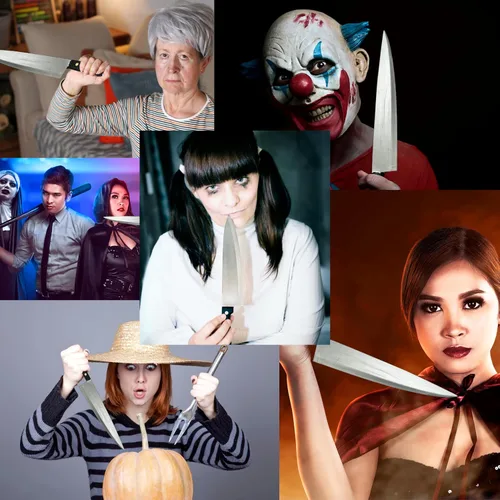 Vista 4 de 4E's Novelty Cuchillo de cocina falso de 17.5 pulgadas, de espuma de polietileno, de gran tamaño, de aspecto realista, de Halloween, cuchillo