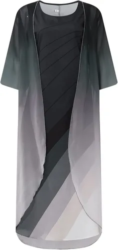 Vista 4 de Vestido de manga corta para mujer, casual, con estampado de moda, cuello redondo, longitud media, de dos piezas