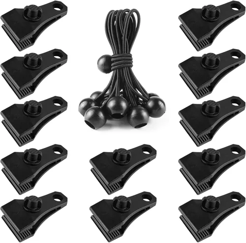 Vista 7 de 24 clips de lona y cuerdas elásticas para bolas, abrazaderas de lona, agarre de bloqueo resistente, clips de sujeción para toldo de piscina