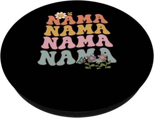 Vista 2 de Nama pregnancy announcement surprise Grandma groovy wavy PopSockets Swappable PopGrip