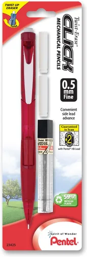 Vista 8 de Lápiz automático Pentel Twist Erase Click con 2 borradores de repuesto y minas, 0.01 pulgadas, barriles surtidos, Variados