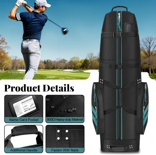 Vista 3 de Bolsa de viaje de golf con ruedas, al aire libre resistente 900D poliéster impermeable bolsas de golf de viaje, bolsas de viaje de golf