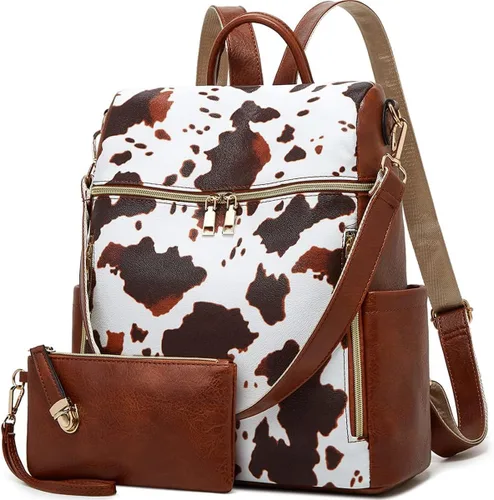 Vista 38 de Makes - Bolso tipo mochila para mujer, de piel sintética, bolso de viaje con diseño convertible a cartera, 12 pulg., Mochilas de viaje