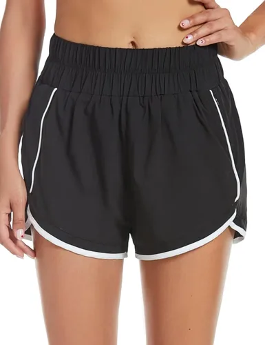 Vista 3 de VIMPUNEC Workout Yoga Shorts for Women Athletic High Waisted Elastic Running Pants with Zipper Pockets