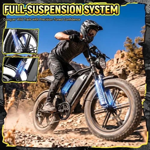 Vista 7 de Electric Bike for Adults,2000W Peak,20"x4"Fat Tire,48V Removable Battery 2-Negro carbón