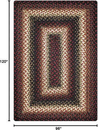 Vista 257 de Homespice Apple Pie - Alfombra ovalada roja de 2 x 3 pies, alfombra de cocina trenzada para decoración primitiva y rústica, reversible, yute sin
