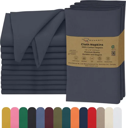 Vista 39 de Ruvanti - Servilletas de tela, paquete de 6, 45x45 centímetros, 100% algodón, lavables, suaves y absorbentes, perfectas para bodas, cenas de Belleza