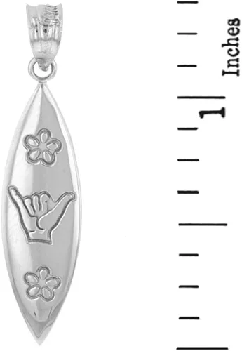 Vista 2 de Plata de ley 925Shaka Hang Loose Sign Colgante Tabla De Surf De Hawaii