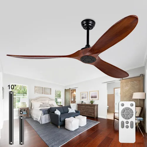 Vista 9 de Ventilador de techo silencioso de 52 pulgadas con control remoto, 3CCT, acabado de nogal. 3CCT, mobile app, full memory function, for use in