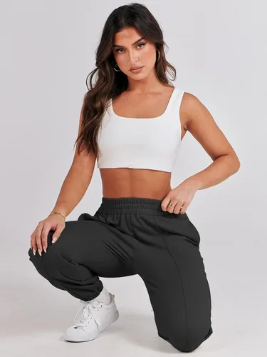 Vista 5 de ANRABESS Pantalones deportivos holgados de cintura alta para mujer, pantalones deportivos con parte inferior de cincha