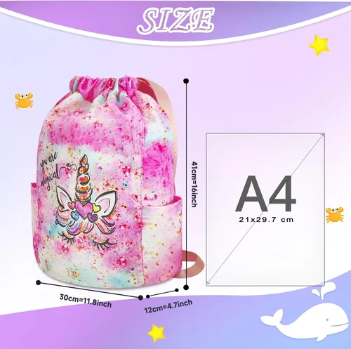 Vista 2 de RLGPBON Mochila con cordón para mujeres y niñas, para niños, bolsa de gimnasio, mochila deportiva, Mochila con cordón6, Lindo