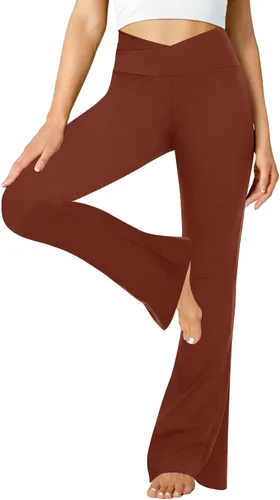 Vista 29 de ZOOSIXX Pantalones de yoga acampanados para mujer, leggings cruzados suaves con corte de bota