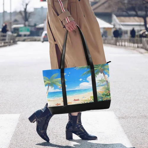 Vista 2 de Azul Verano Beach Essentials bolso para mujer con cremallera maletín para profesora con maletín ejecutivo para mujer