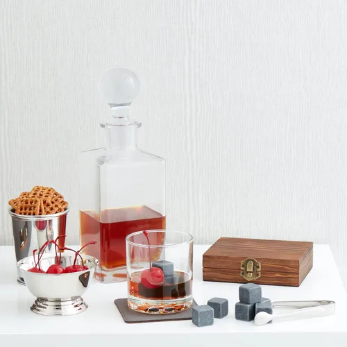 Vista 3 de Creative Gifts International Juego de piedras de whisky y pinzas en caja de recuerdos, bolsa para el polvo incluida para un almacenamiento seguro, 9