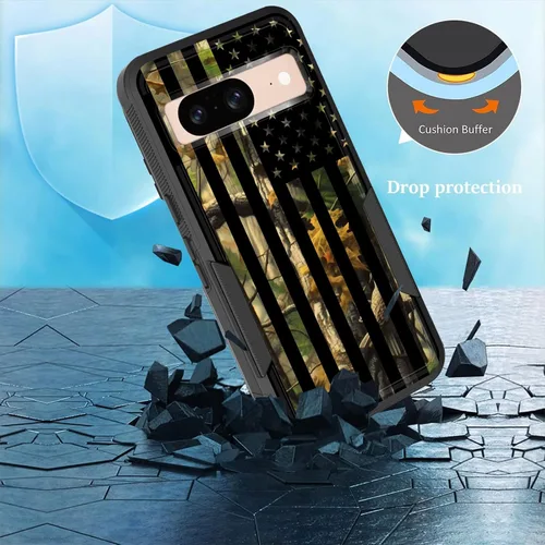 Vista 6 de Funda para Pixel 6A, funda híbrida de doble capa resistente a prueba de golpes de policarbonato duro de silicona suave TPU para Google Pixel 6A