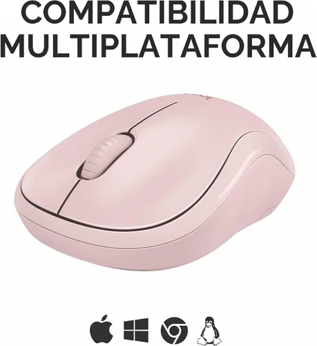 Vista 6 de Logitech M240 - Ratón inalámbrico compacto y silencioso con Bluetooth, color rosa Bluetooth connectivity, no USB receiver, quiet clicks, 3