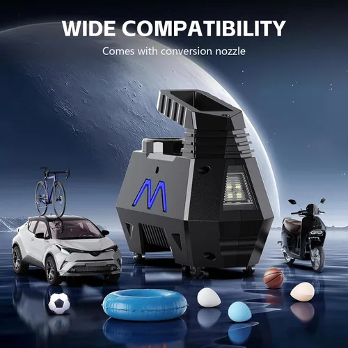 Vista 7 de Inflador de neumáticos, compresor de aire portátil, bomba de aire para neumáticos de automóvil, cable de 9.84 pies, bomba automática de 12 V CC