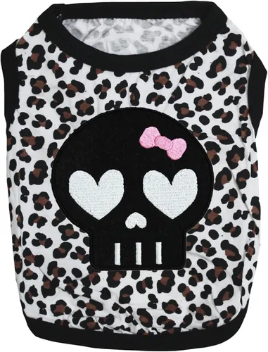 Vista 7 de Petitebella Camisa negra para perro con cara de calavera (huesos, XS)