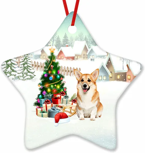 Vista 107 de Prezzy Airedale Terrier - Adorno para decoración de árbol de Navidad, regalos lindos para amantes de los perros, para familiares y amigos, nuevo