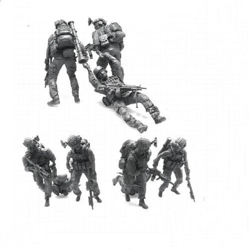 Vista 4 de Risjc 1/35 Tema militar Comando de Rescate Camaradas en armas Kit de modelo de resina (3 personas, sin base) sin montar y sin pintar Mini soldado