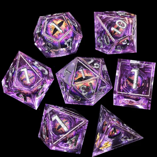 Vista 10 de Mini Planet Poliédrico MTG Sharp Edge Liquid Core Dungeons and Dragons RPG Resina Hecho a Mano 7Pcs DND Juego de dados