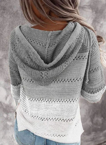 Vista 2 de ehyseli Sudaderas con capucha de manga larga con cuello en V para mujer, con cordón, sueltas