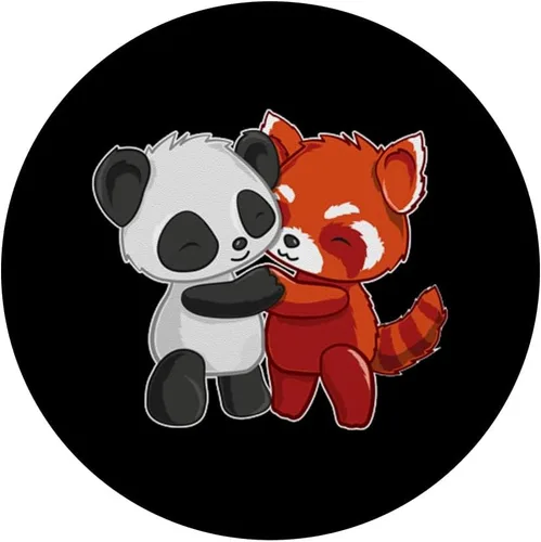 Vista 3 de Chibi Panda Bear Hugs Red Panda - Cute Kids PopSockets PopGrip: agarre intercambiable para teléfonos y tabletas