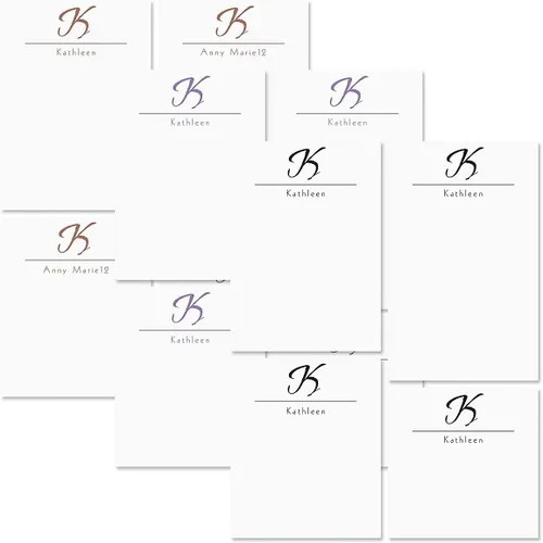 Vista 12 de Current Juego de 4 bloc de notas personalizado con inicial, juego de 4 blocs de 100 hojas, varios tamaños, ideal para listas de compras, listas