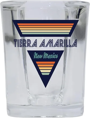 Vista 2 de Tierra Amarilla New Mexico - Vaso de chupito de licor con base cuadrada de 2 onzas, diseño retro, paquete de 4