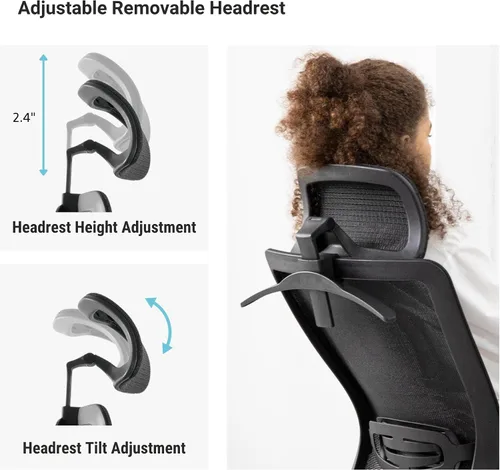 Vista 6 de Progressive Desk Ergo Glyder - Silla de aire ergonómica de malla de malla con brazos ajustables y reposacabezas - Silla de computadora con postura
