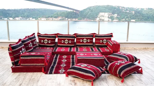 Vista 4 de Sofá de piso modular hecho a mano arabicsofa – Asiento oriental Majlis con cojines de respaldo