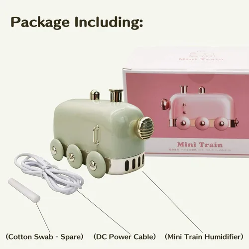 Vista 5 de Mini humidificador portátil, 10.1 fl oz, lindo tren pequeño, difusor de niebla fría para escritorio/oficina/dormitorio, ultra silencioso, función