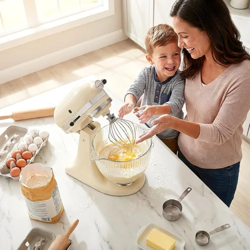Vista 2 de KitchenAid - Tazón mezclador de vidrio para batidoras de pie inclinable de 4.5 y 5 cuartos de galón, tazón de mezcla de 5 cuartos de galón