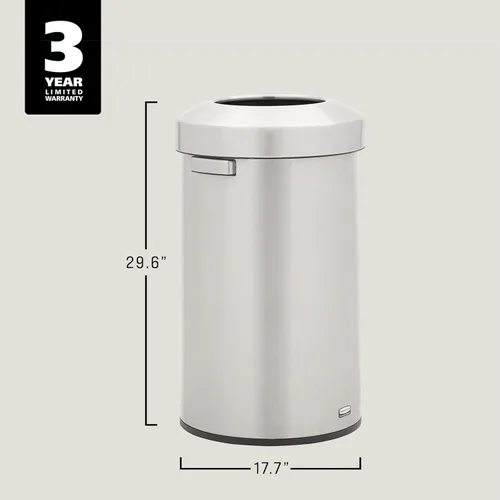 Vista 6 de Rubbermaid Commercial Products Refine - Contenedor de basura decorativo, 23 galones, redondo de acero inoxidable para oficinas, centros comerciales