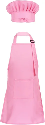 Vista 11 de ranrann Conjunto de delantal de chef para niños y niñas, delantales de cocina para cocinar, hornear, entrenamiento, disfraz